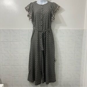 Max Studio Floral Black Wide Leg Jumpsuit Women’s Size XS Boho Office Preppy